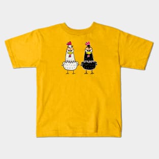 Chicken Society: Angry Black and White Chickens Kids T-Shirt